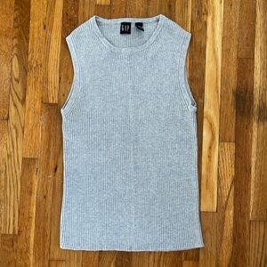 GAP Heather Blue Ribbed Knit Top